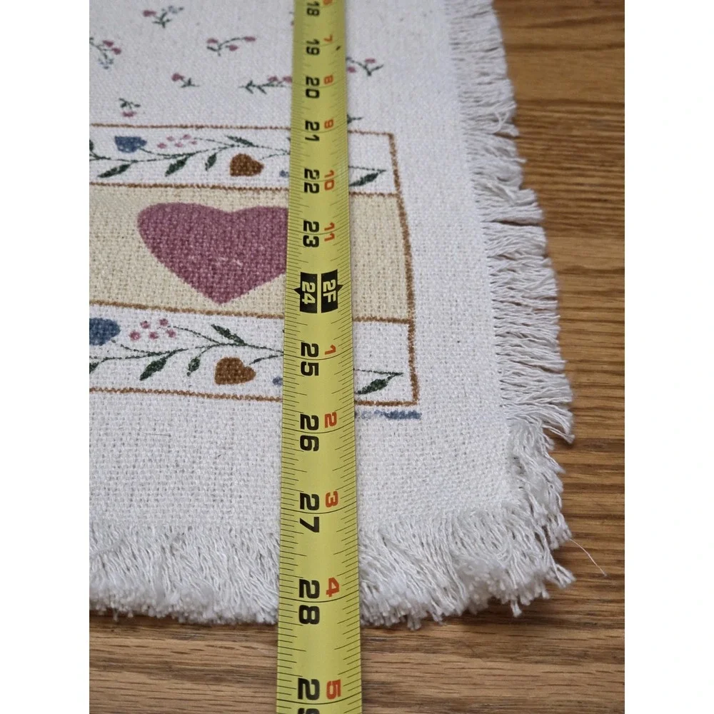 Vintage Country Hearts Woven Table Runner Cottagecore Farmhouse Decor 12